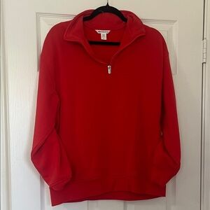 Athleta Red Forever Fleece 1/4 Zip Sweatshirt